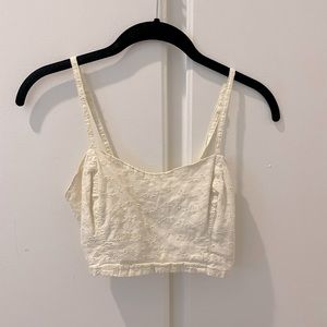 Pins and needles small light yellow crop tank top